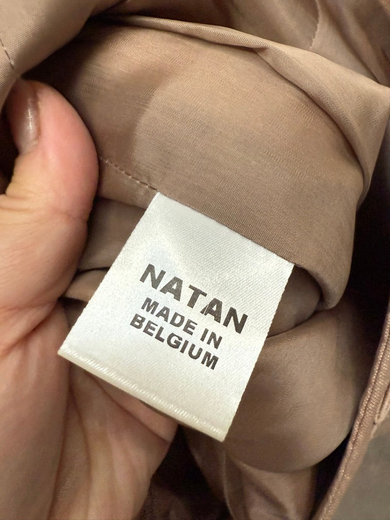 NATAN - Rok - beige/roze, glanzende stof, kokerrok - M
