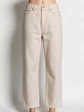 COSTES - Broek - crème, hoge taille, rechte pijp