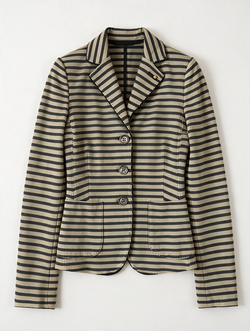 Blonde No.8 - Blazer - gestreept, beige en blauw, drie knopen - S