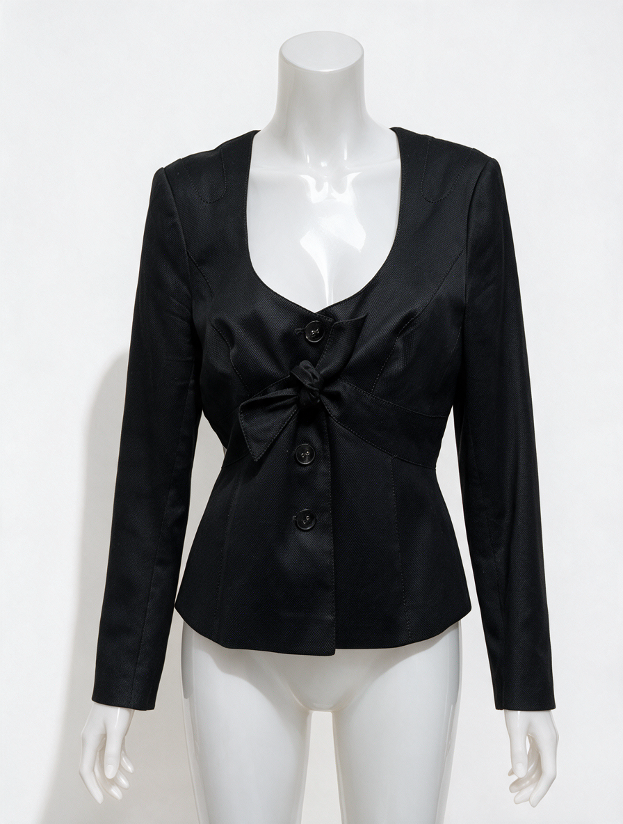 ESCADA - Blazer - zwart, strikdetail, ronde hals - 38