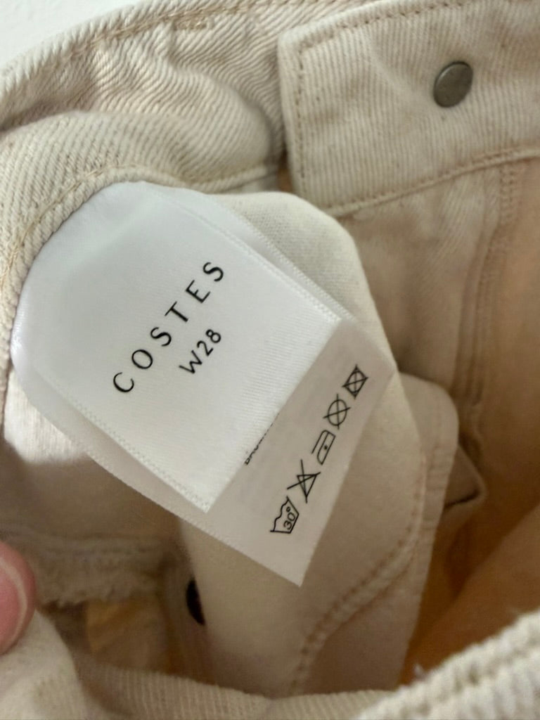 COSTES - Broek - crème, hoge taille, rechte pijp