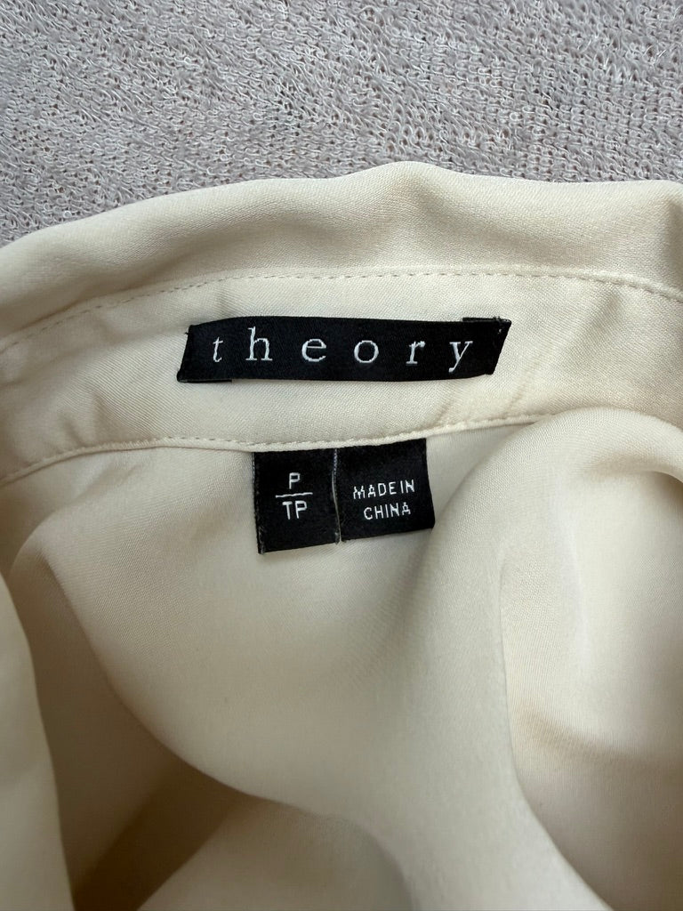 Theory - Blouse - crème, mouwloos, zijde - maat S