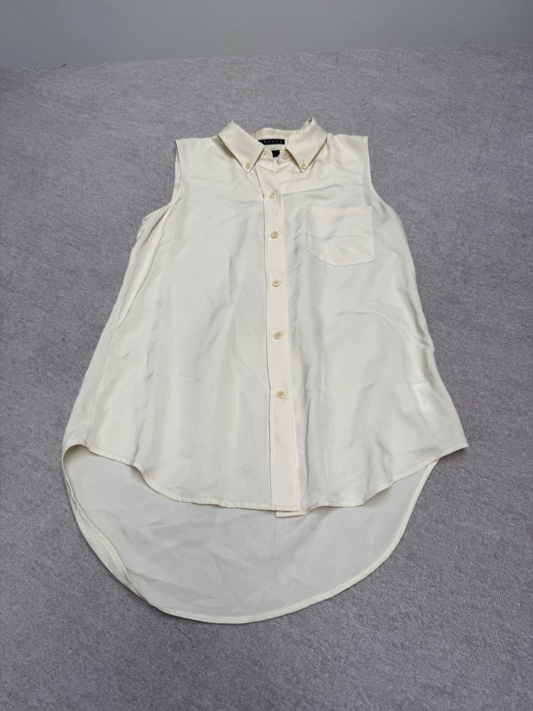 Theory - Blouse - crème, mouwloos, zijde - maat S