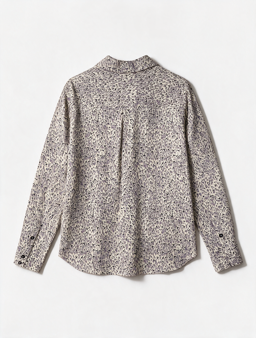 JANICE - Blouse - zwart-beige, abstract patroon, knoopsluiting - S