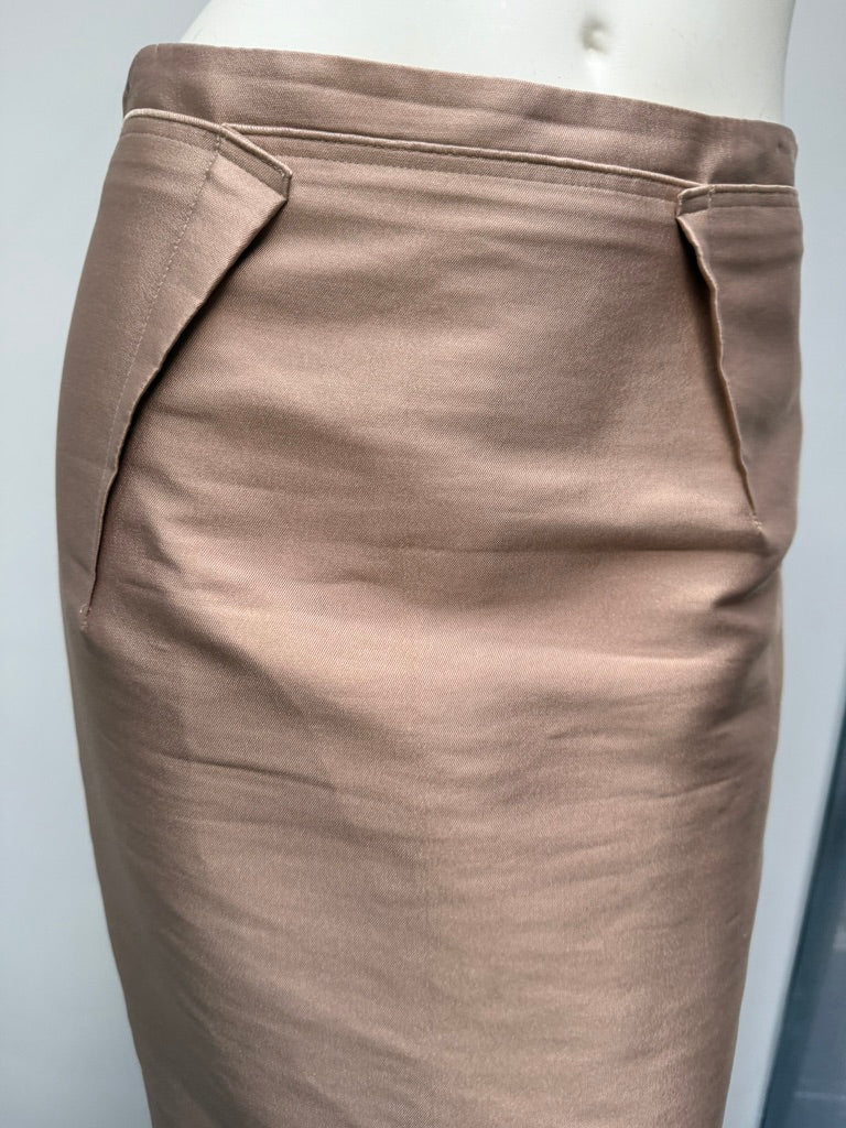 NATAN - Rok - beige/roze, glanzende stof, kokerrok - M