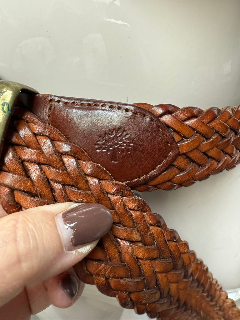 Mulberry - Riem - cognacbruin, gevlochten leer, grote metalen gesp
