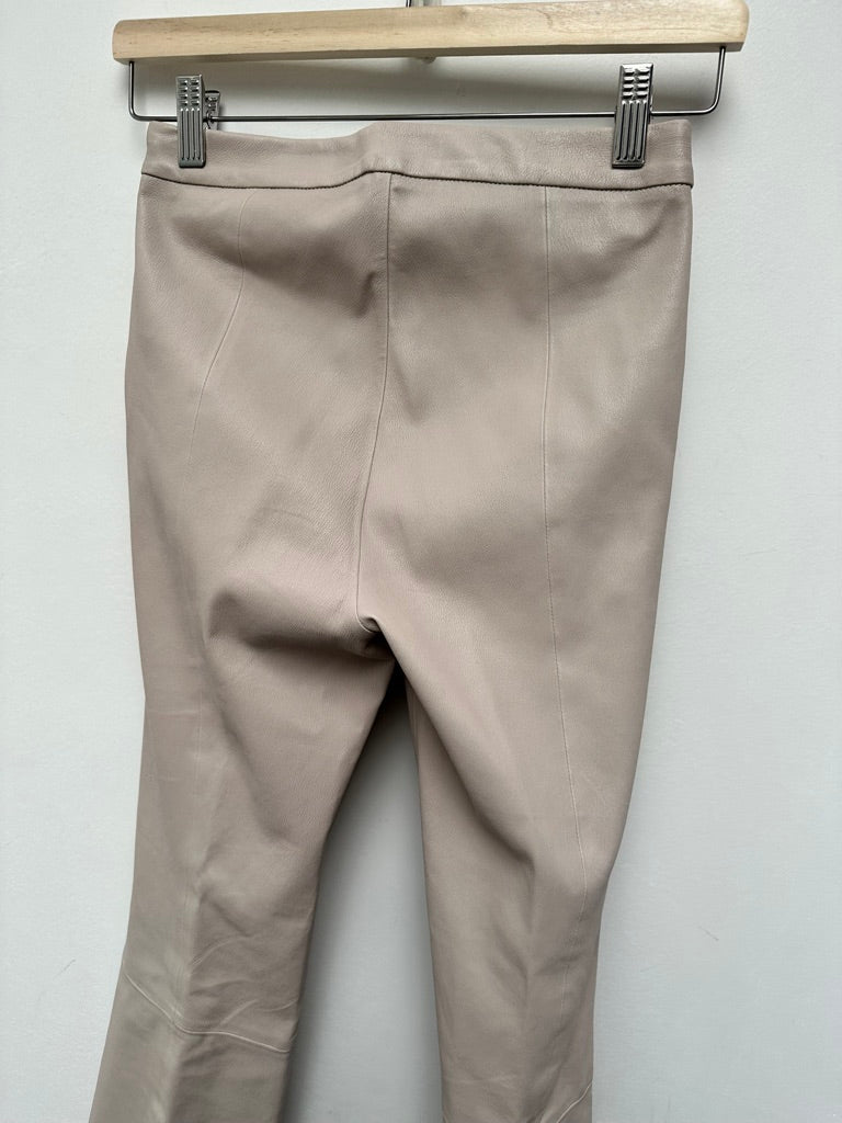 Dante6 - Broek - beige, stretchleer, uitlopende pijpen