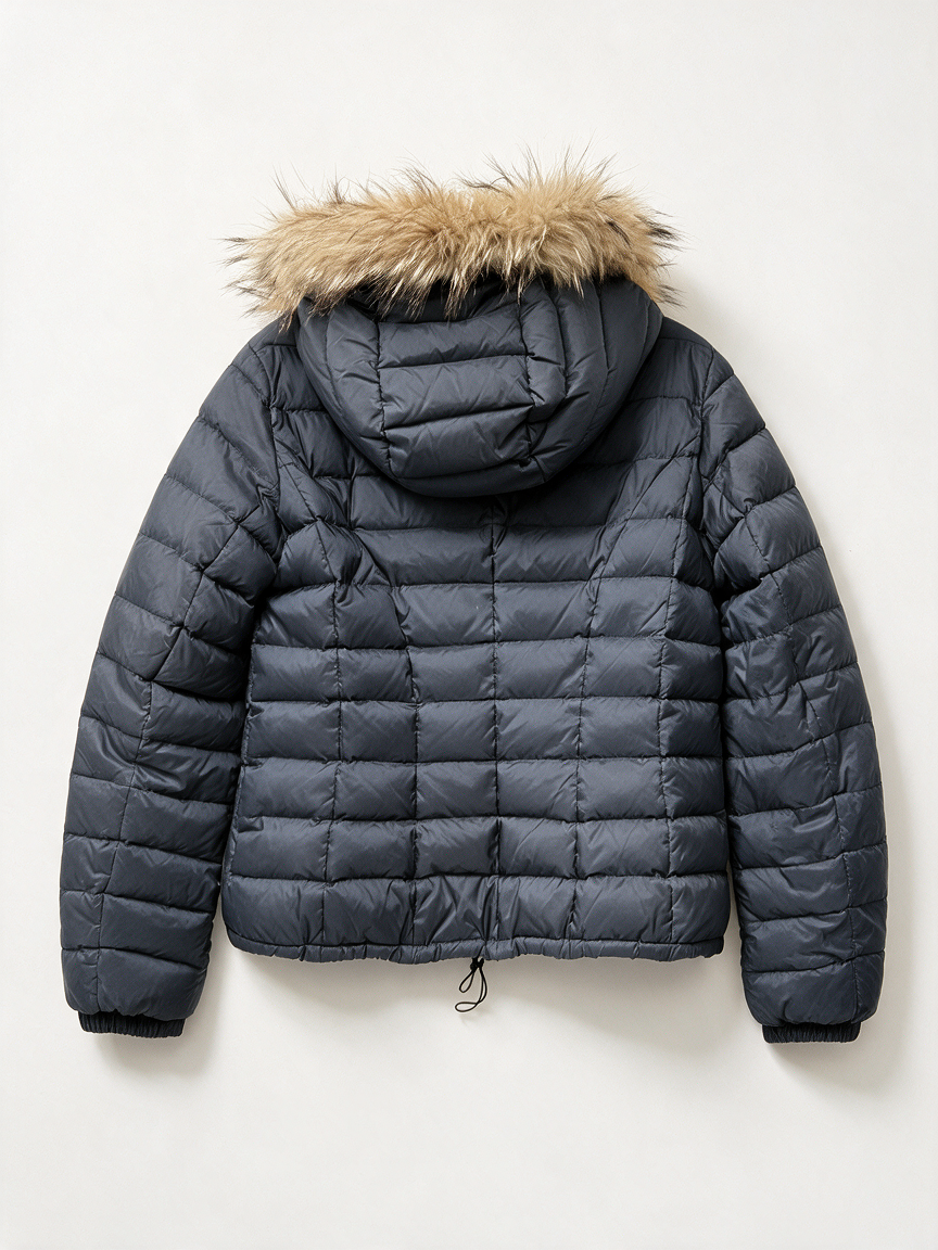 WEEKEND MaxMara - Jas - blauw, gewatteerd, afneembare bontkraag - L
