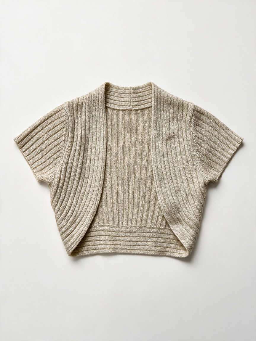 Bandolera - Vestje - beige, bolero model, korte mouwen - L