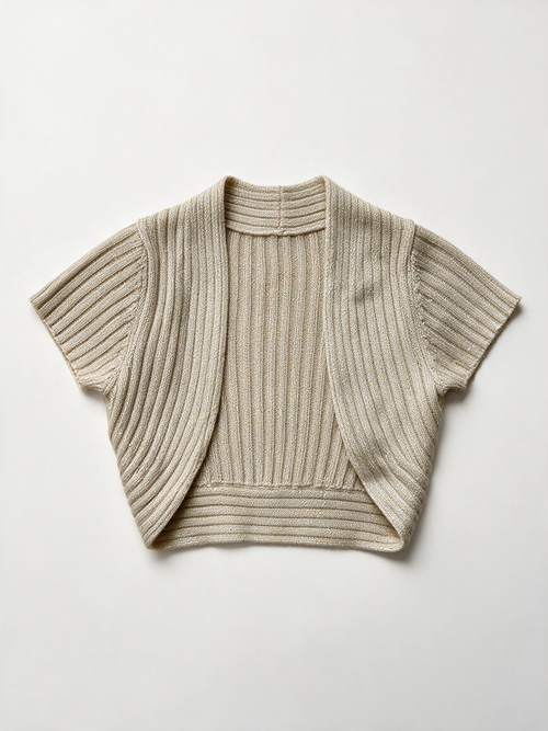 Bandolera - Vestje - beige, bolero model, korte mouwen - L