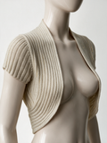 Bandolera - Vestje - beige, bolero model, korte mouwen - L
