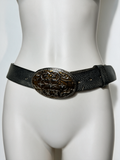 JOOP! JEANS - Riem - zwart, ovaalvormige gesp met gravure, leer