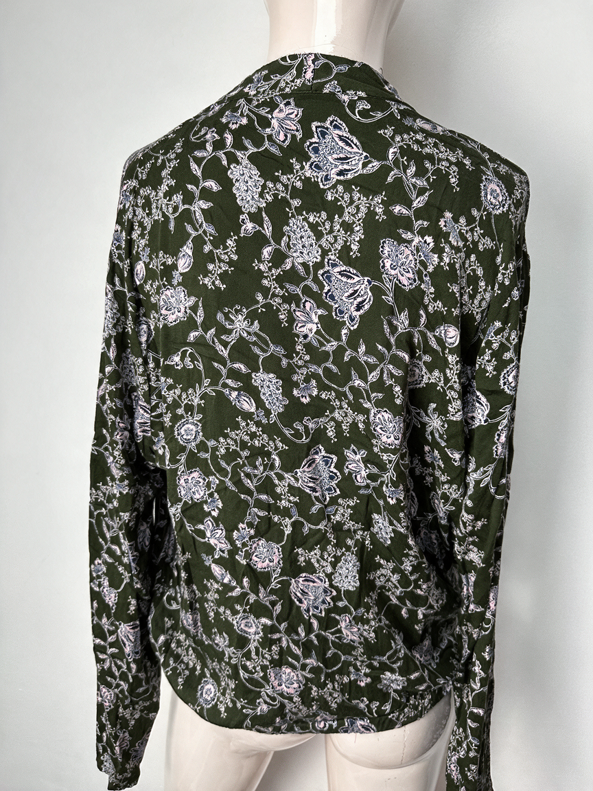 Rosemunde Copenhagen - Blouse - groen, bloemenprint, overslag - L
