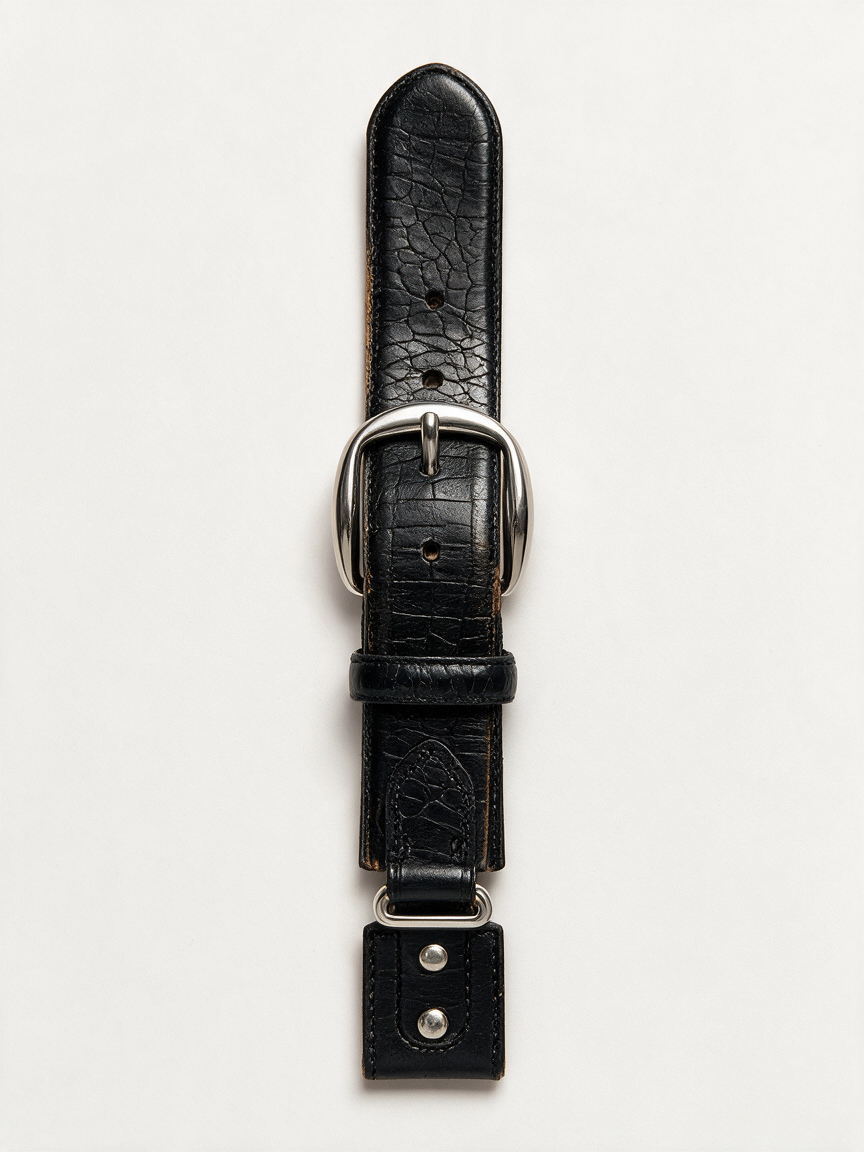 Ralph Lauren - Riem - zwart, krokodillenprint, Italiaans leer