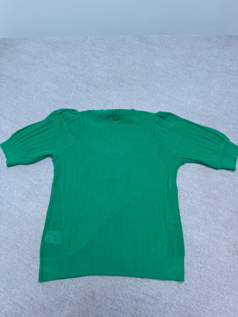 POM Amsterdam - Trui - groen, ribpatroon, korte mouwen - L