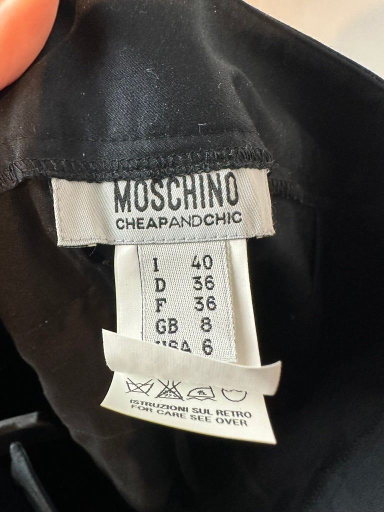MOSCHINO CHEAPANDCHIC - Broek - zwart, slanke pasvorm, lichte glans - S
