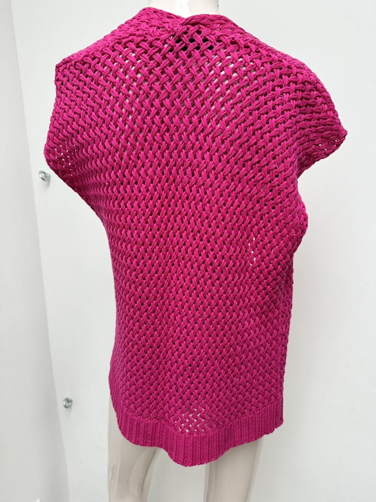 Rino & Pelle - Vest - fuchsia roze, opengewerkt patroon, mouwloos - M
