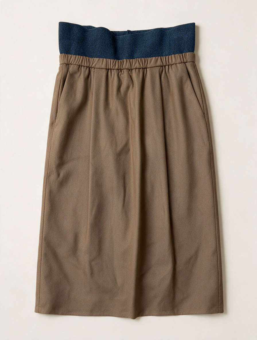 Rok - bruin, elastische tailleband, gevoerd