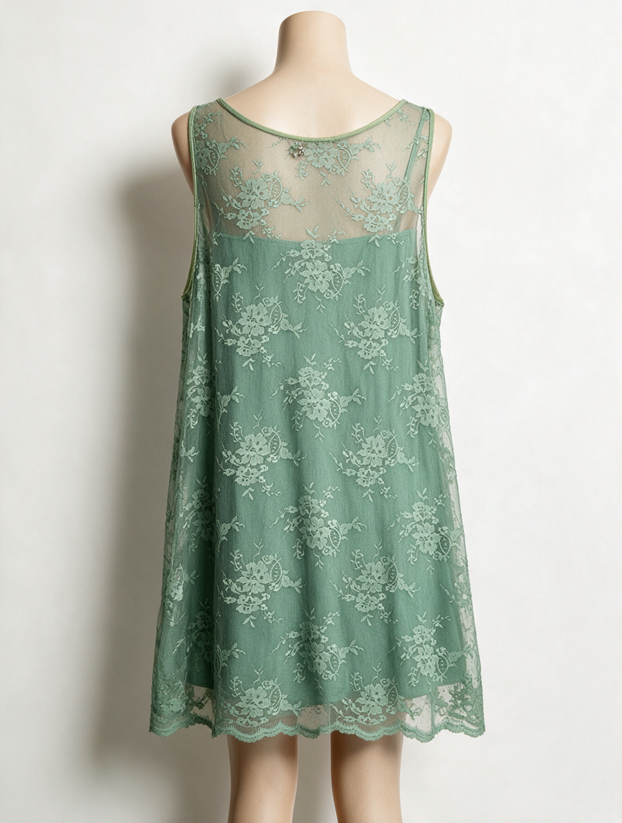 Twin-Set - Top - groen, kant, spaghettibandjes - L