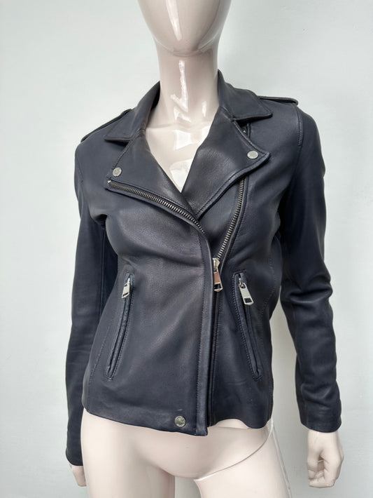 Tommy Hilfiger blauw leren biker jasje maat XS