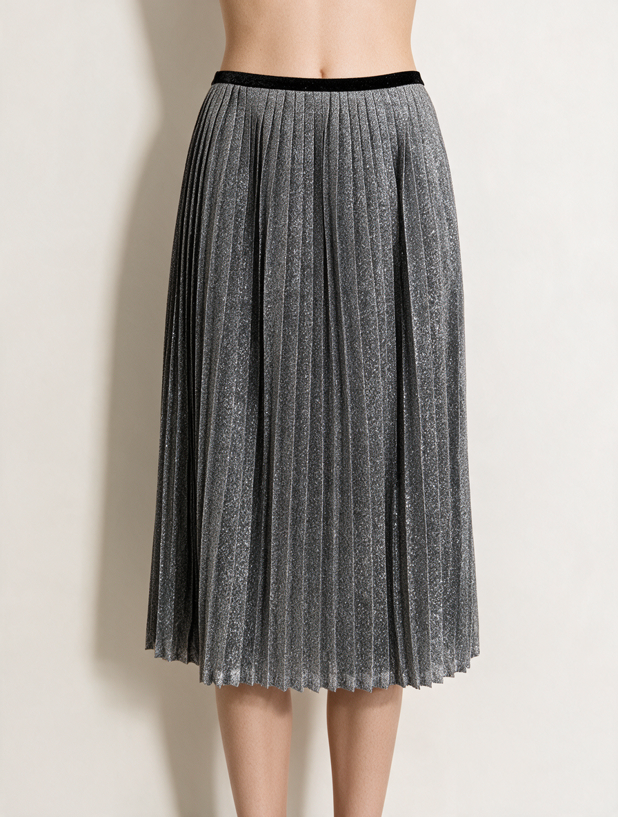 COSTES - Rok - zilver, plissé, glitter - L