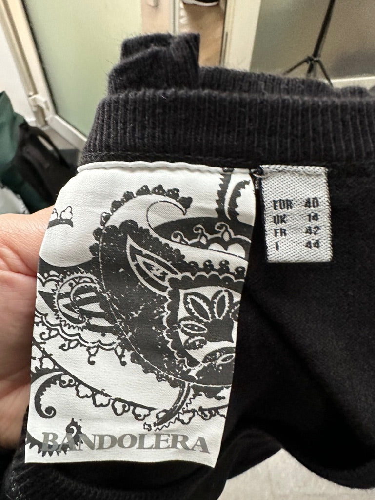 Bandolera - Top - zwart, mouwloos, veloursprint - L