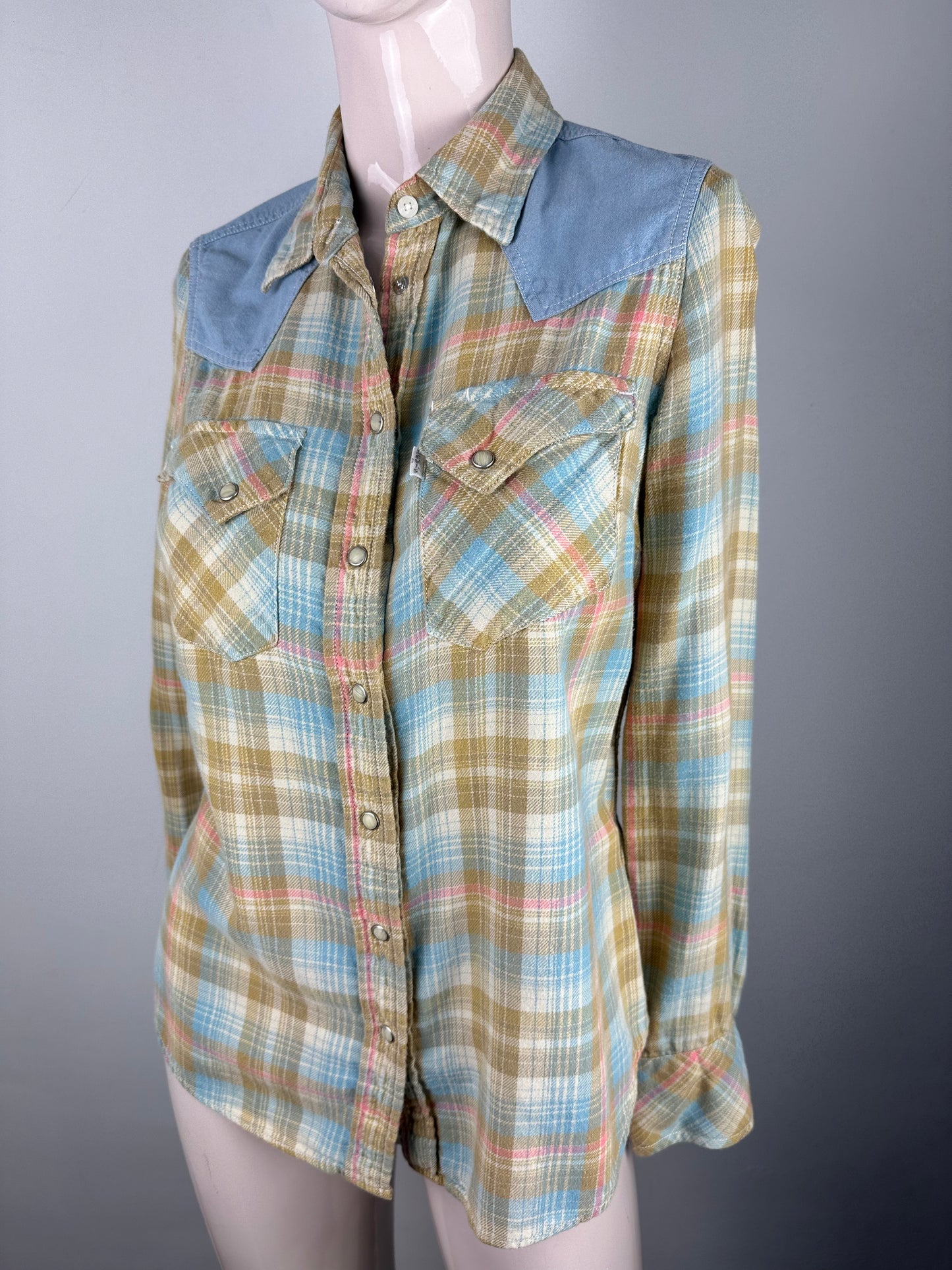 Levi's geruite blouse met jeans details maat S
