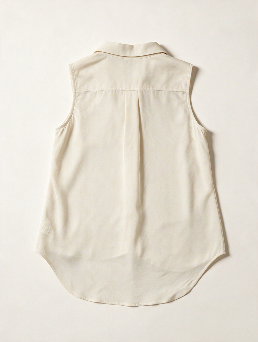 Theory - Blouse - crème, mouwloos, zijde - maat S