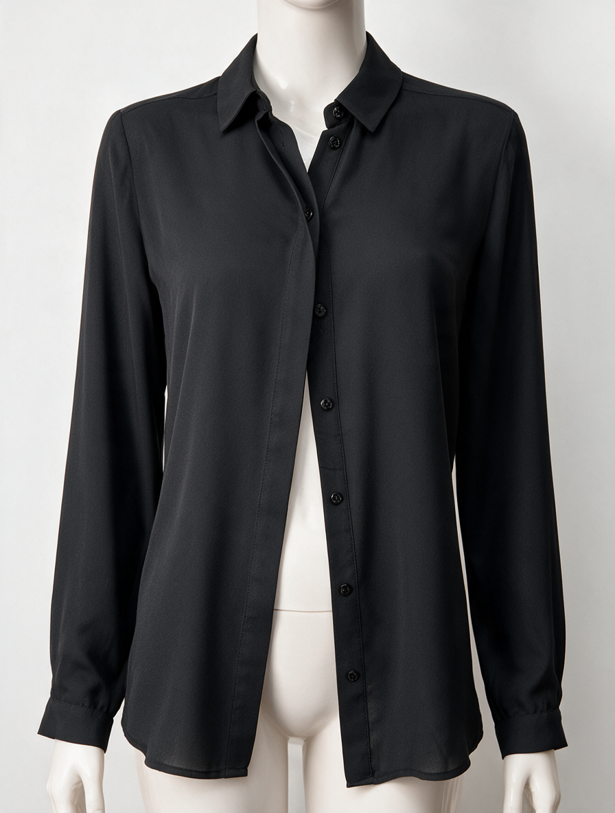 Dante6 - Blouse - zwart, doorknoopsluiting, lange mouwen - 36