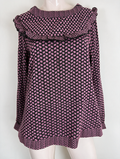 Rough Studios - Trui - jacquard, roze en zwart, volantkraag - M