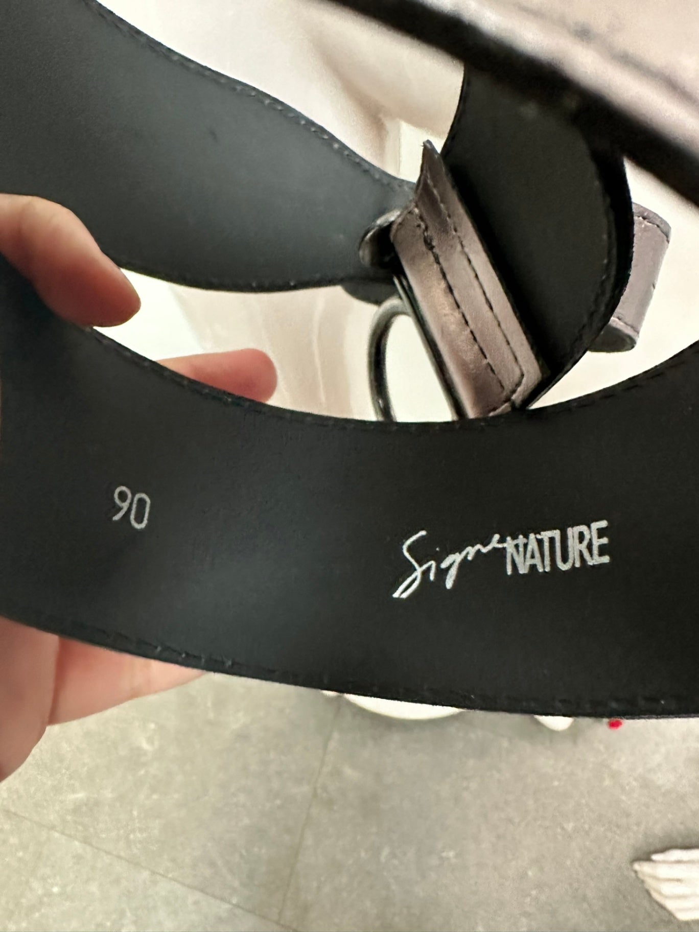 Signe Nature riem 90 cm zilvergrijs