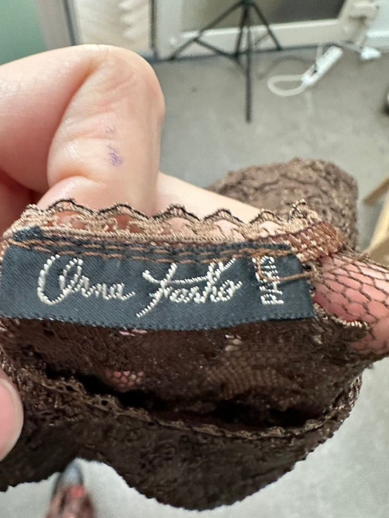 Orna Farho Bodysuit maat M bruin kant