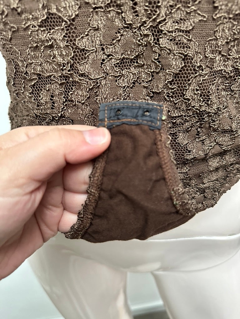 Orna Farho Bodysuit maat M bruin kant