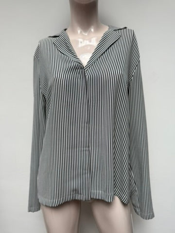 Vanilia Blouse maat L Donkerblauw; wit