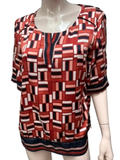 Mayerline Brussels Top maat 40 Red and white with black accents