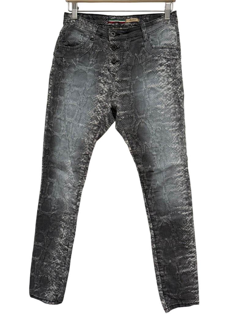 Please Broek maat M Zwart met slangenprint