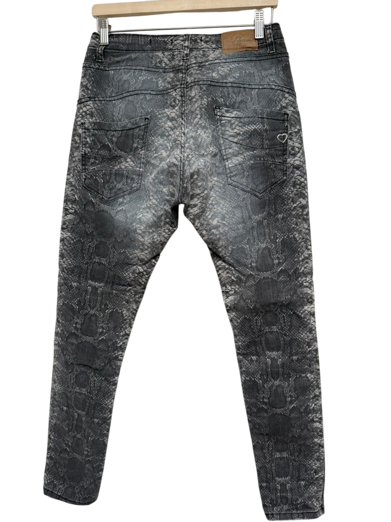 Please Broek maat M Zwart met slangenprint
