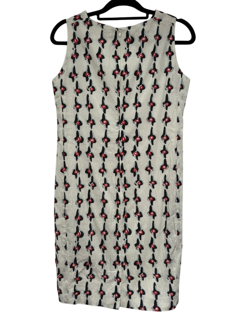 Natan Jurk maat FR 42 Beige met zwart en rood patroon