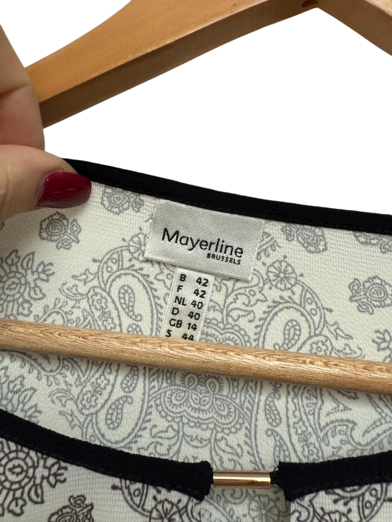 Mayerline Blouse maat 40 Beige en zwart