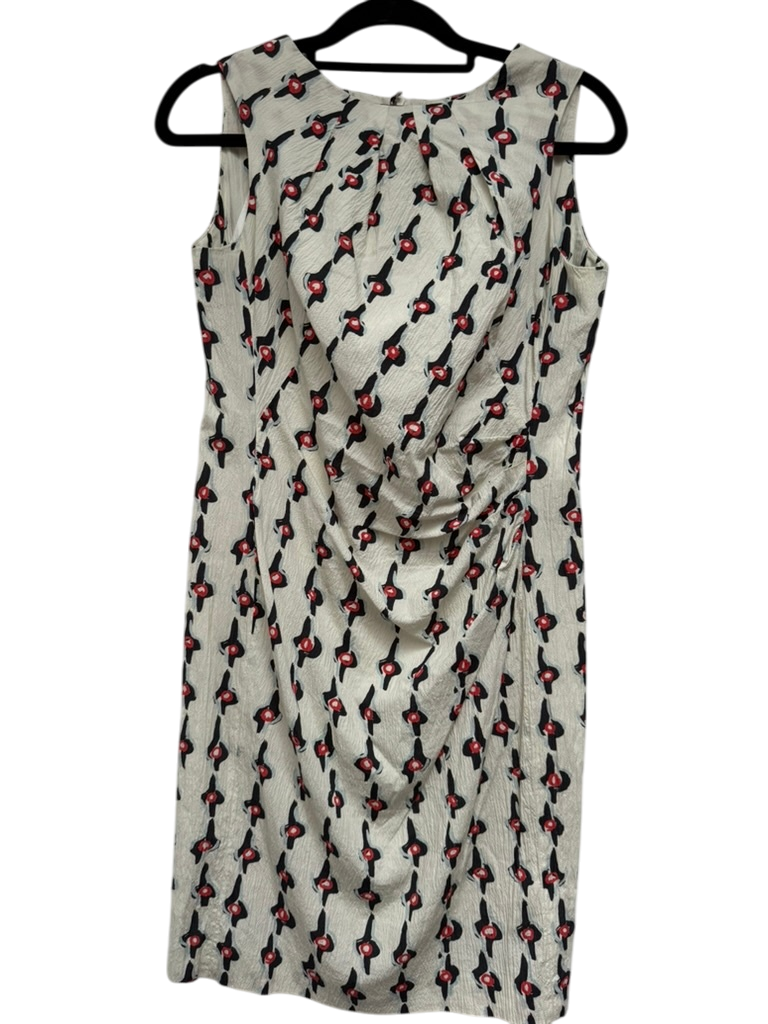 Natan Jurk maat FR 42 Beige met zwart en rood patroon