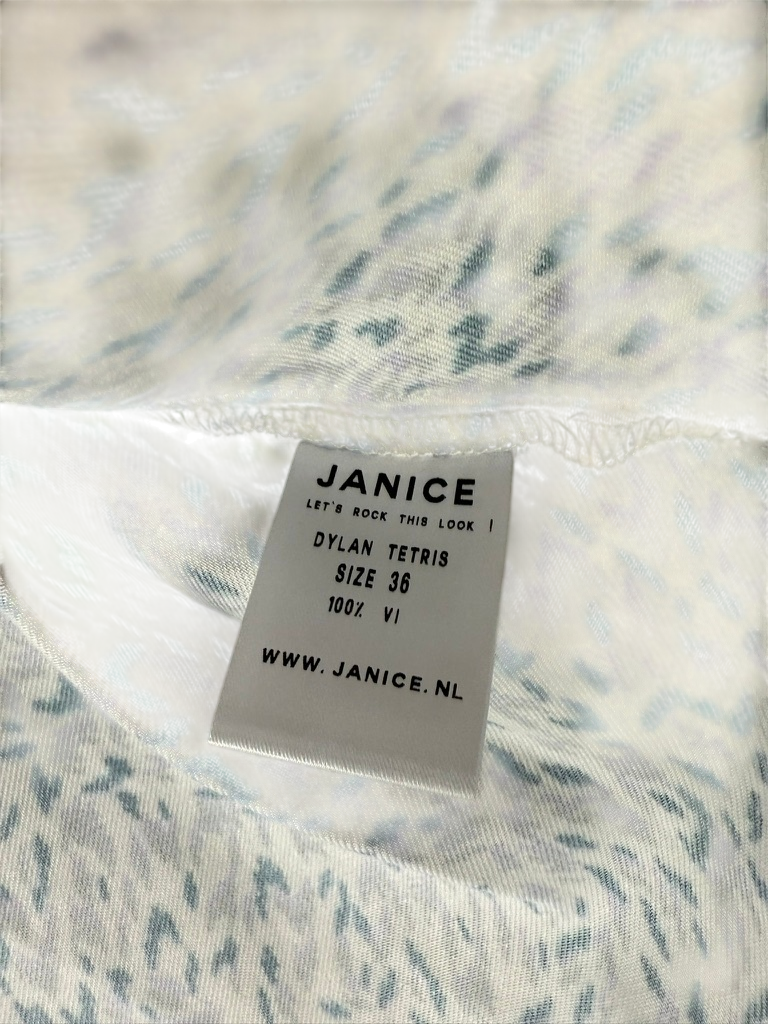 Janice Blouse maat 36 Beige met zwart patroon