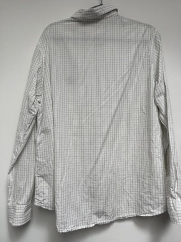 Donaldson Blouse maat 44 Wit met een fijn grijs geruit patroon