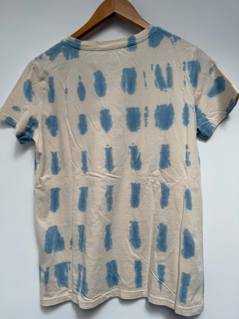 SECOND FEMALE T-Shirt maat S lichtblauw, beige