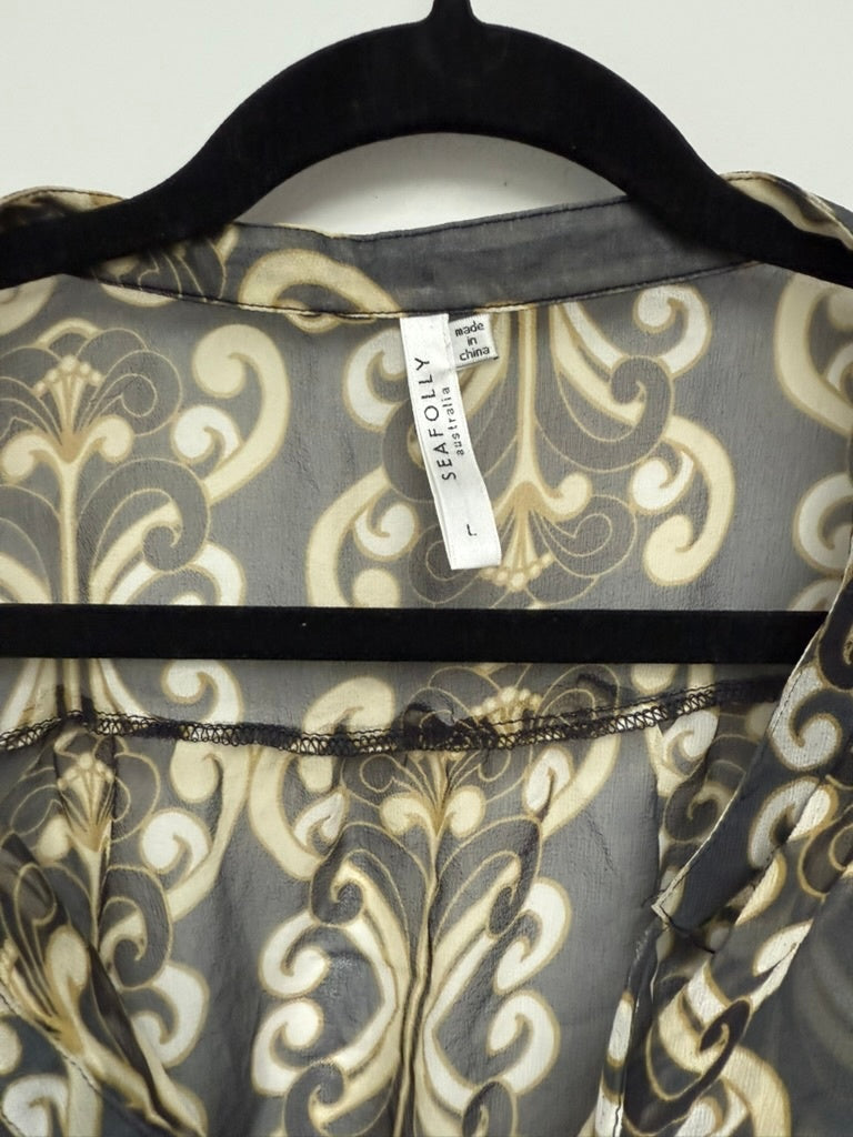 Seafollly Tuniek maat L Zwart met beige/goud patroon