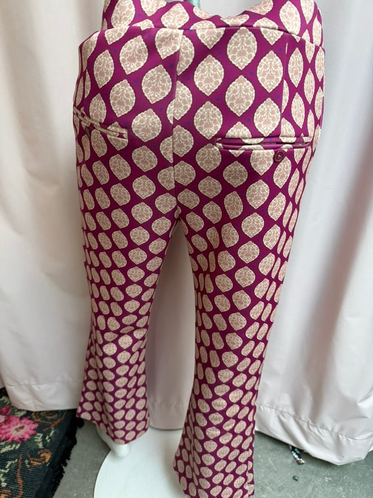 Corel Amsterdam Broek maat 36 Fuchsia met goudkleurig patroon