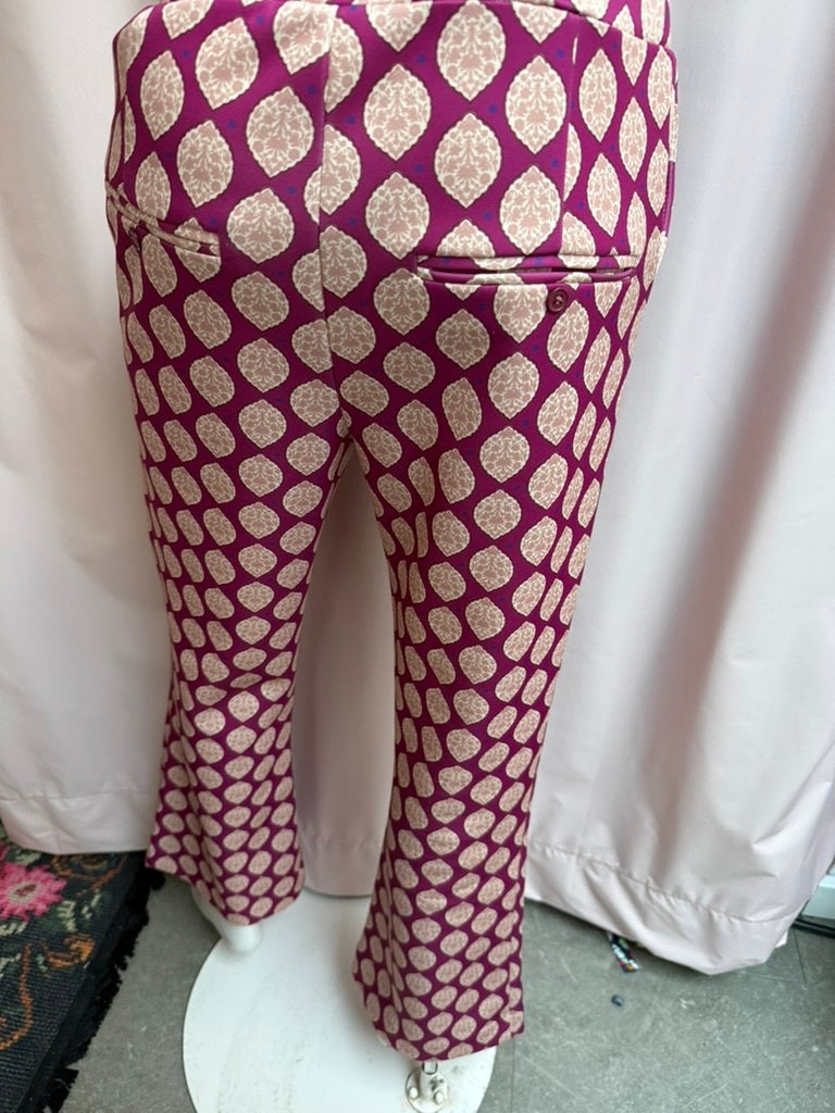 Corel Amsterdam Broek maat 36 Fuchsia met goudkleurig patroon