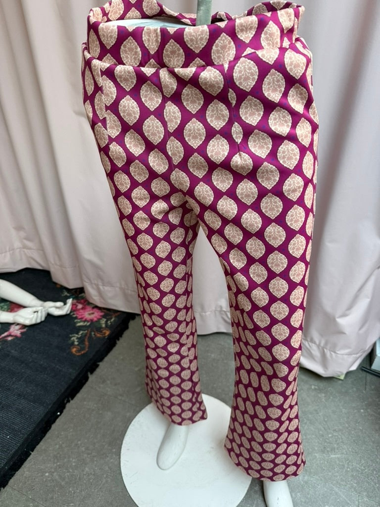 Corel Amsterdam Broek maat 36 Fuchsia met goudkleurig patroon