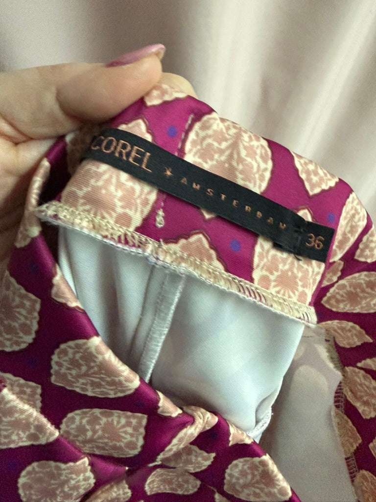 Corel Amsterdam Broek maat 36 Fuchsia met goudkleurig patroon