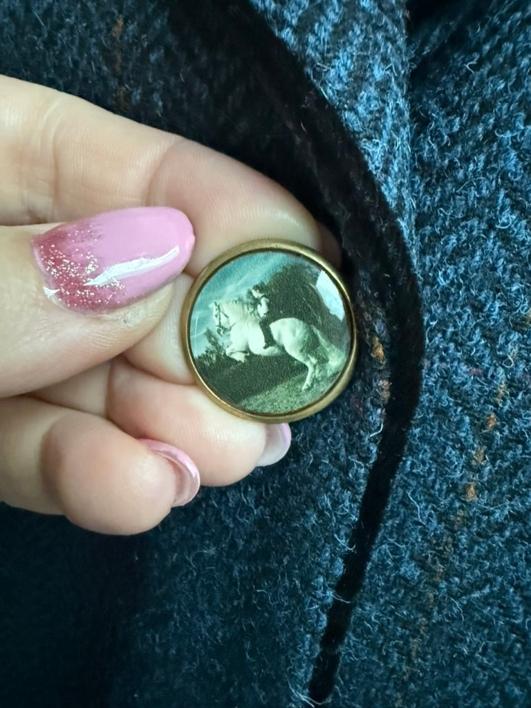 Sheltland Jasje maat 42 Donkerblauw met zwart