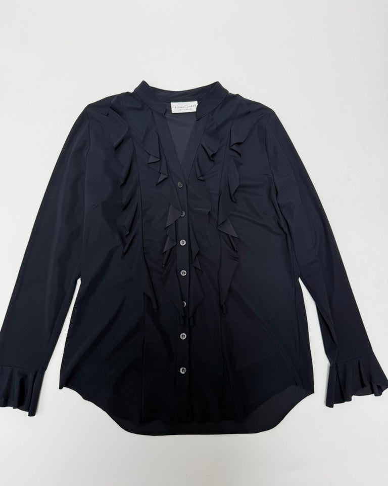 Helena Hart blouse donkerblauw met ruches – elegante blouse